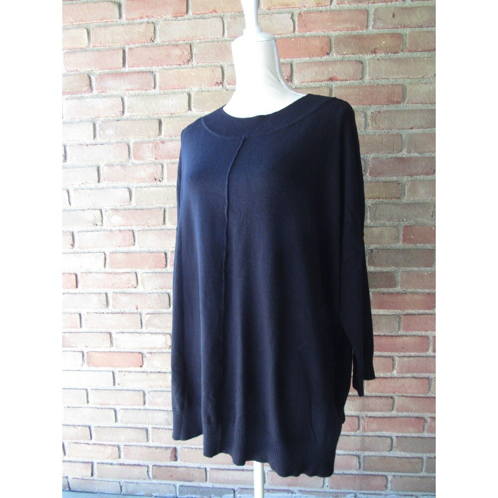 NWT Adrianna Papell Womens M Sweater Black Long Sleeve Pullover Middle Seam - Picture 7 of 16